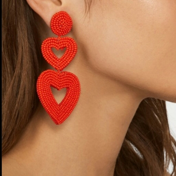 BaubleBar Jewelry - BaubleBar Beaded Heart Dangle Earrings
